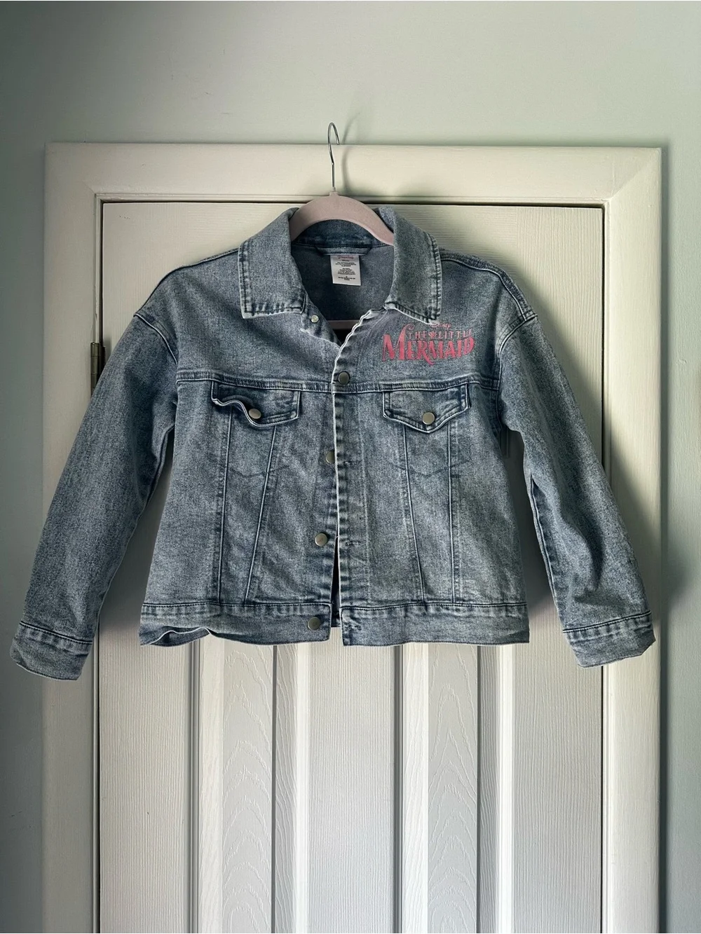 Disney Girls Little Mermaid Light Wash Denim Jacket